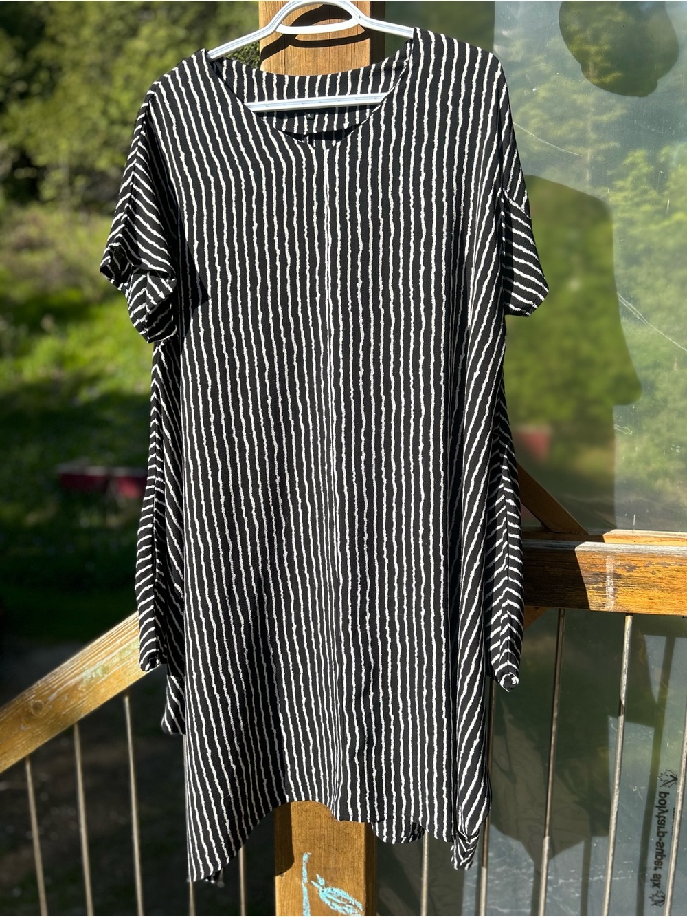 Black & White Vertical Stripe Tunic Dress • Large / Extra Large